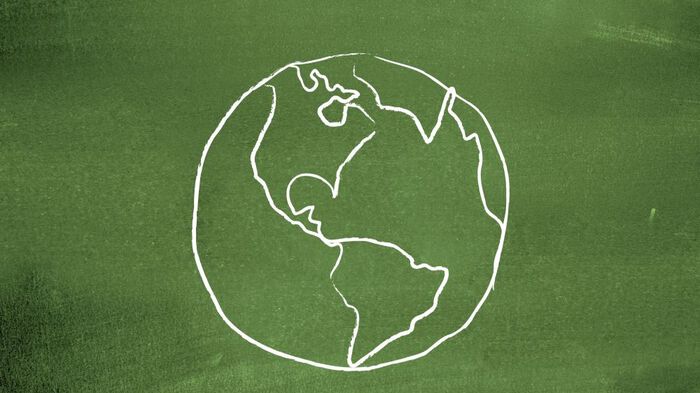 drawing of a globe on a green background