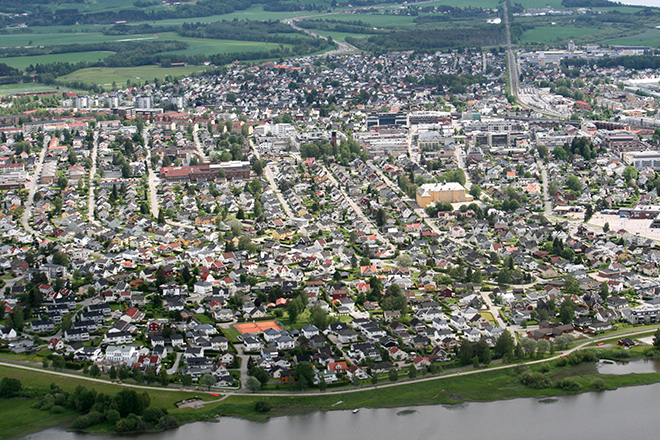 Luftfoto av Lillestrøm
